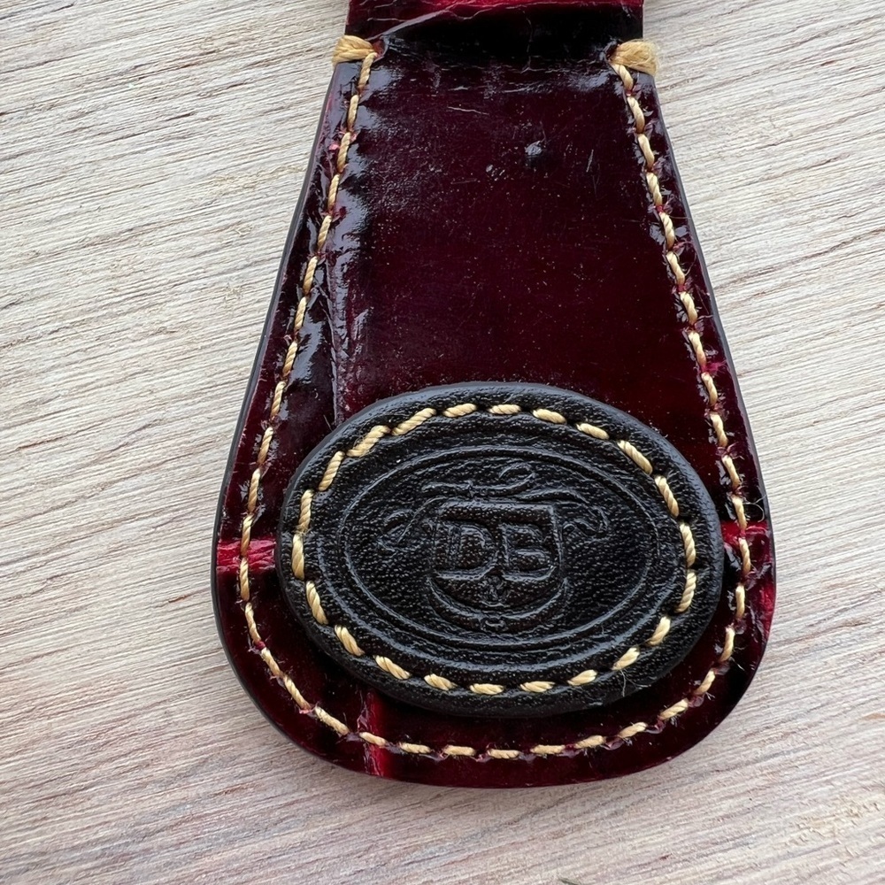 Vintage Dooney & Bourke Croc All Weather Leather Key Fob Keychain Ring Brown Red - Picture 2 of 11